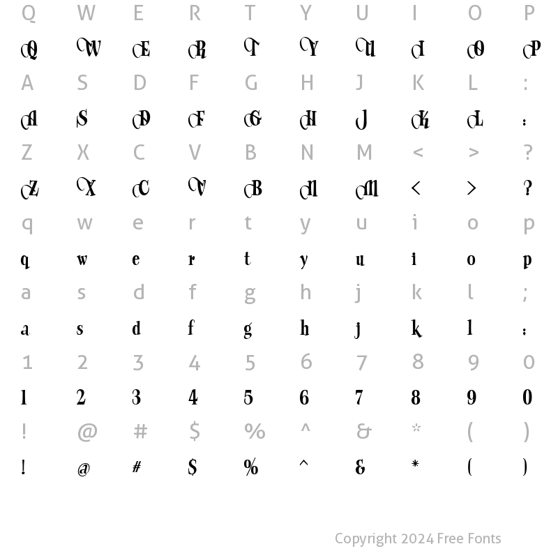 Character Map of LHF Wade Grotesque EXTRA SWASH Regular