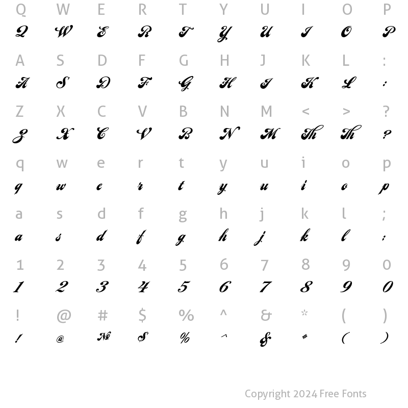 Character Map of LHFChicagoScript ?