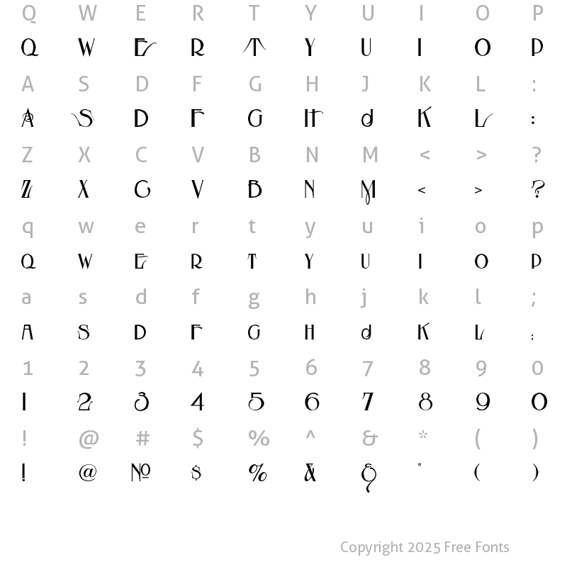 Character Map of LHFEccentricFrench Light