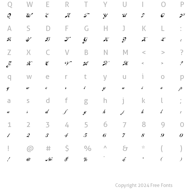 Character Map of LHFEphemera Regular