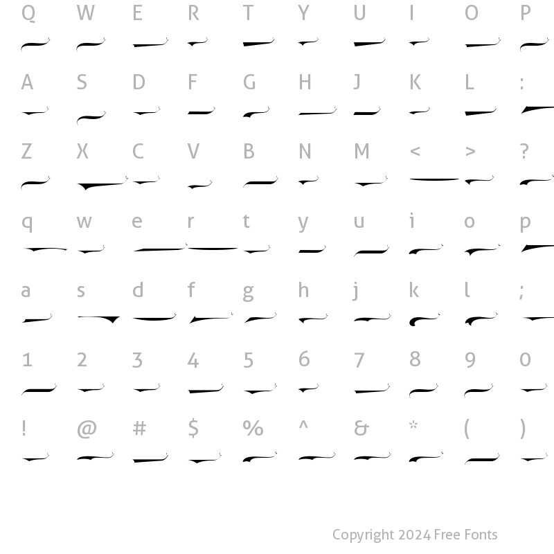 Character Map of LHFEphemera Swashes