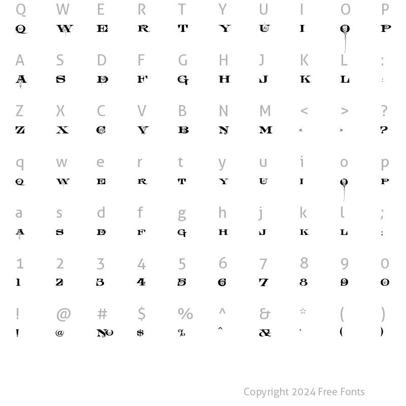 Character Map of LHFFancyRomanATK Medium