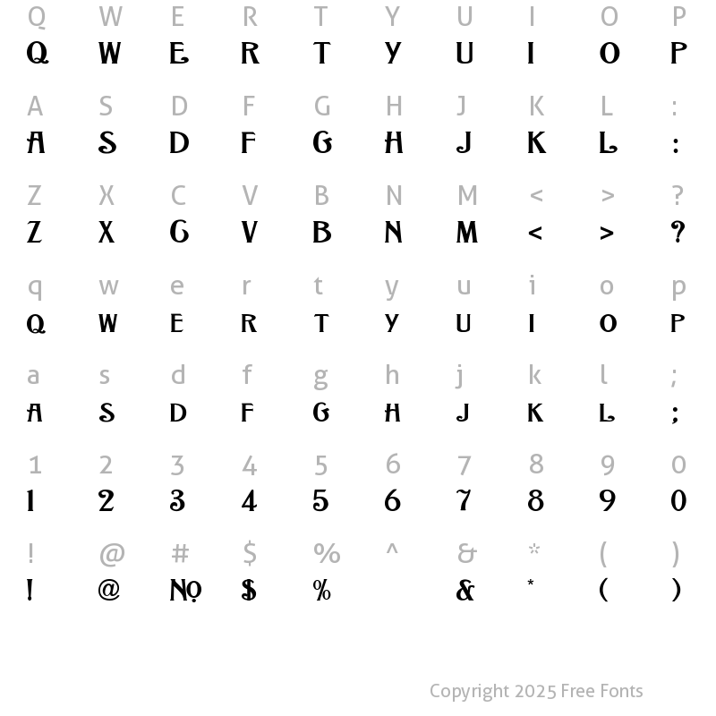 Character Map of LHFGrantAntique Medium