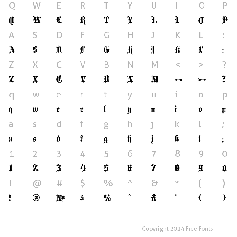 Character Map of LHFOldBlackletterRegular Medium