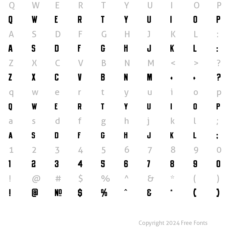 Character Map of LHFOldBlockCondBold Regular