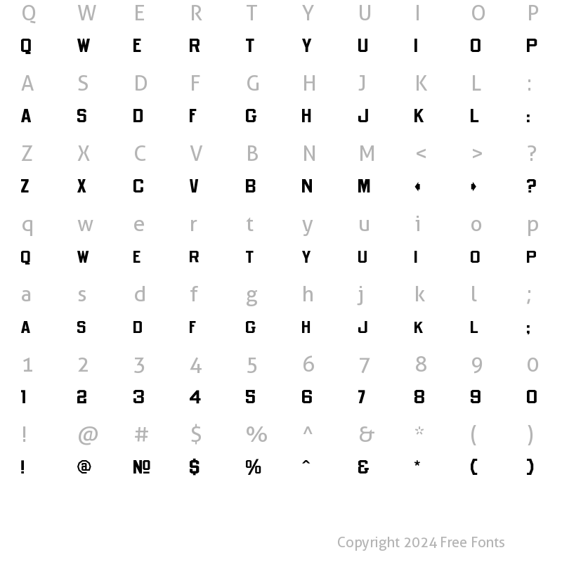 Character Map of LHFOldBlockRegBold Regular