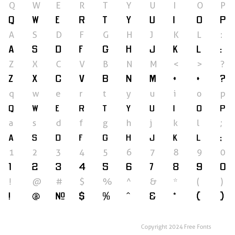 Character Map of LHFOldBlockRegMed Regular