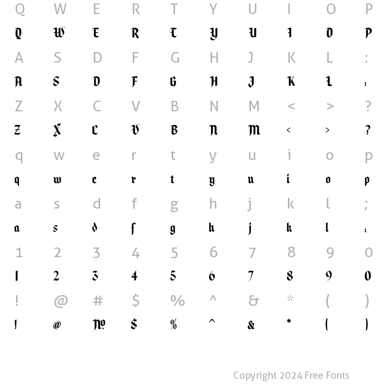 Character Map of LHFStratfordBETA 1