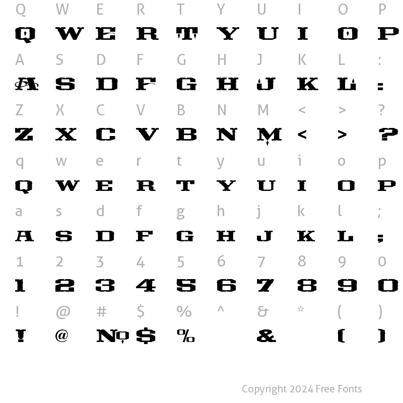 Character Map of LHFTimberlodge Regular