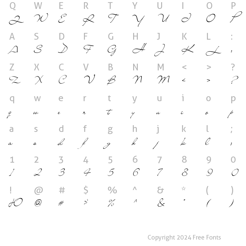 Character Map of LianaLeft Regular