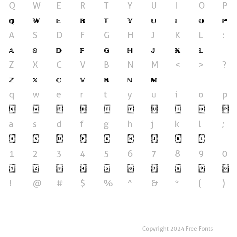 Character Map of Liberace Regular