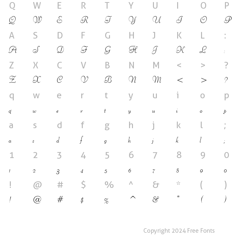 Character Map of Liberty BT Regular