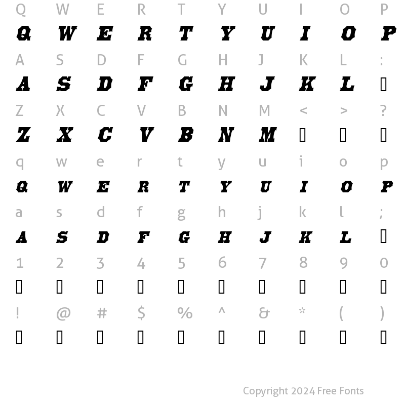 Character Map of LibertySpike Oblique