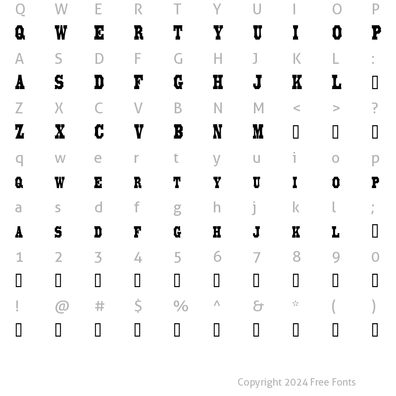 Character Map of LibertySpikeCondensed Regular