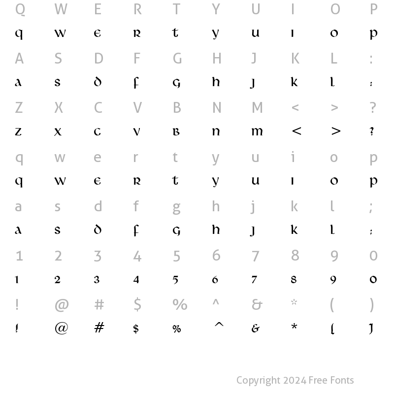 Character Map of Libra BT Regular