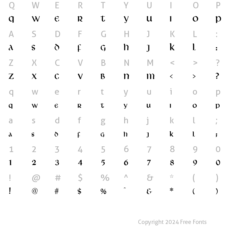 Character Map of Libra Normal