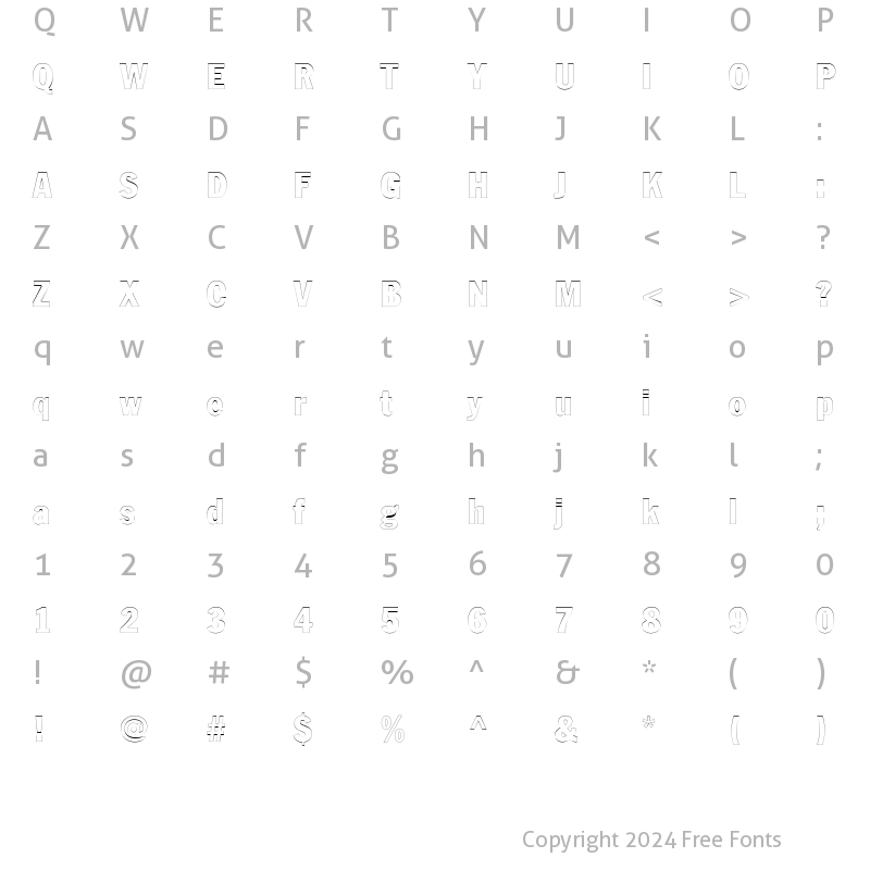 Character Map of LibraryGothicHeavyOutline Regular