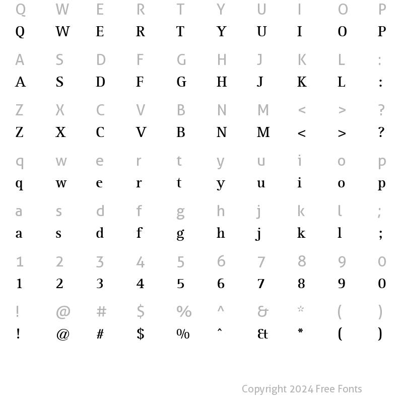 Character Map of Libre Serif SSi Bold