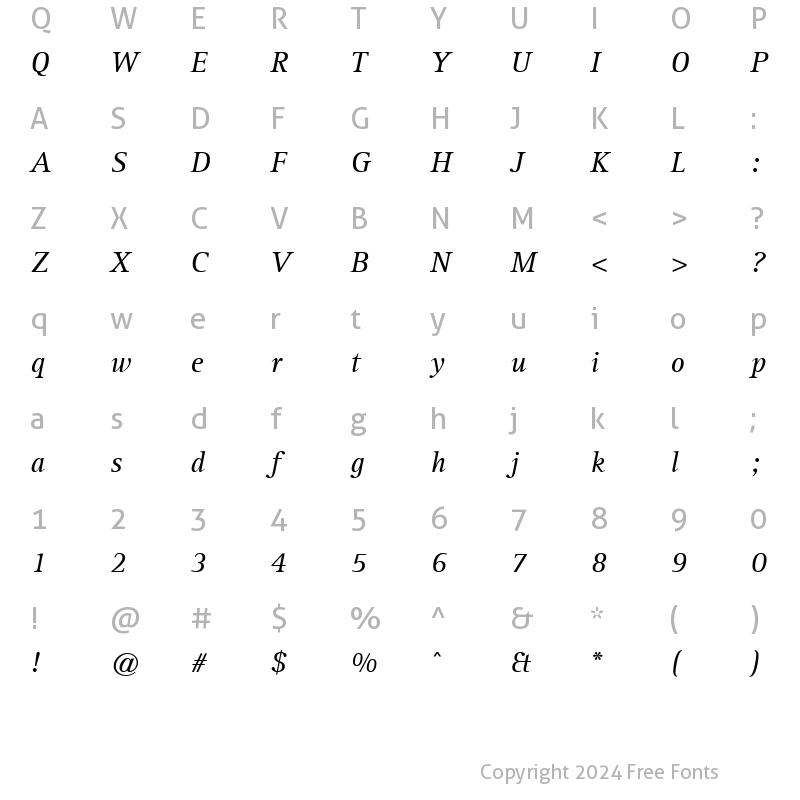 Character Map of Libre Serif SSi Italic