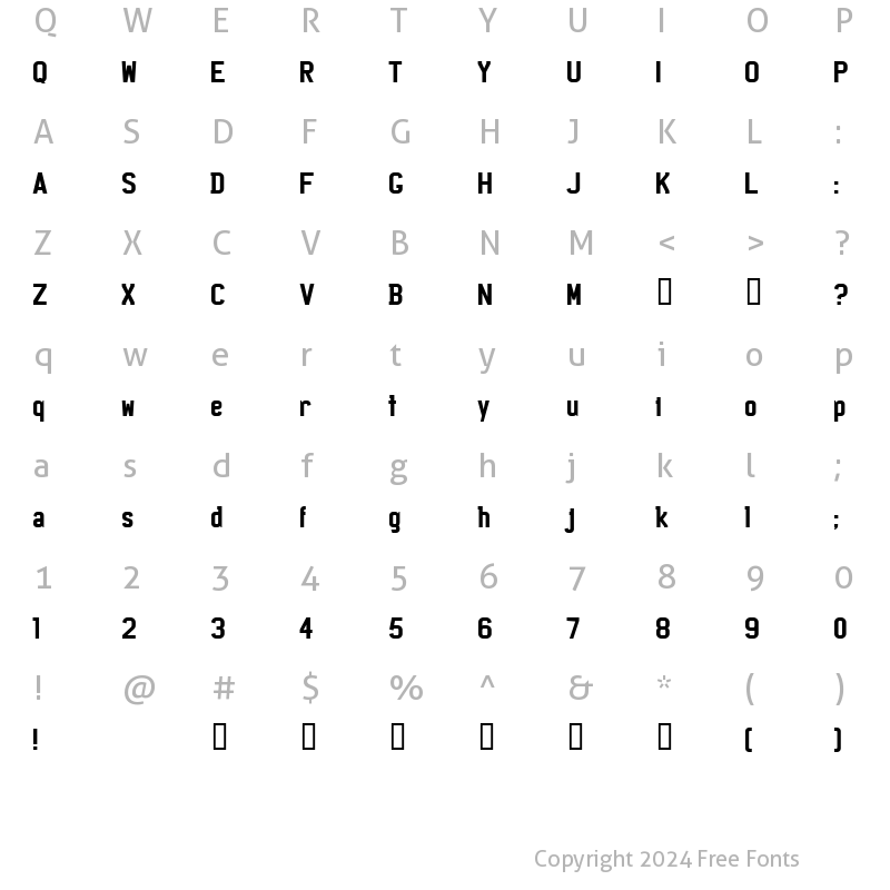 Character Map of Licenz Plate Regular