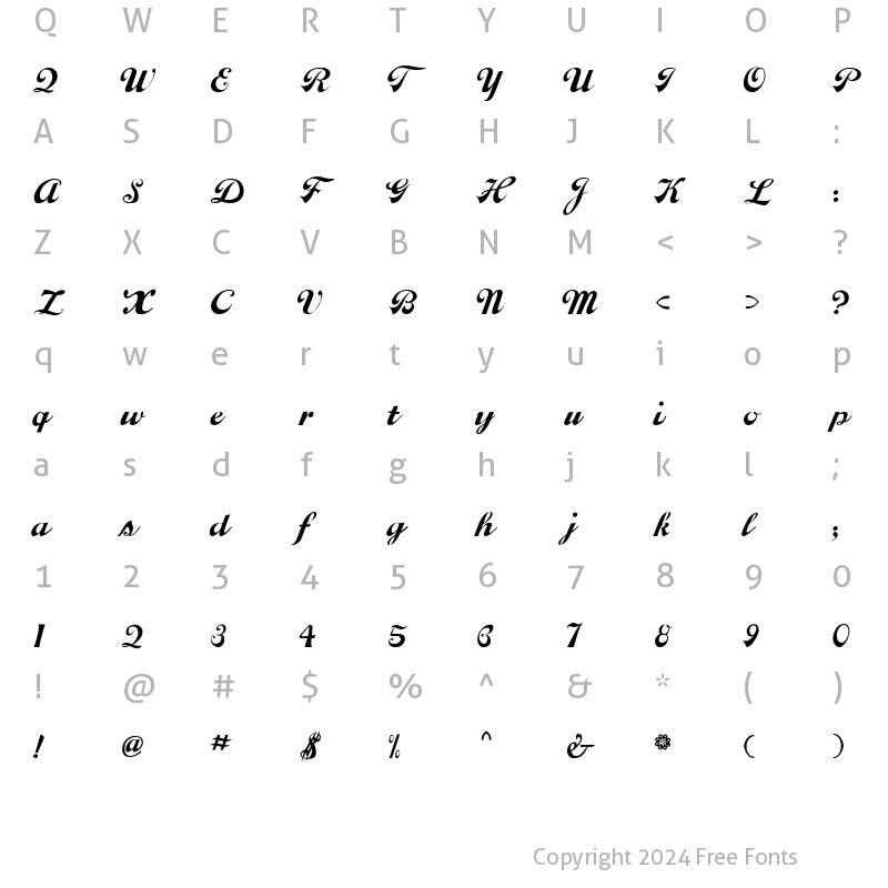 Character Map of LiciousScript Regular