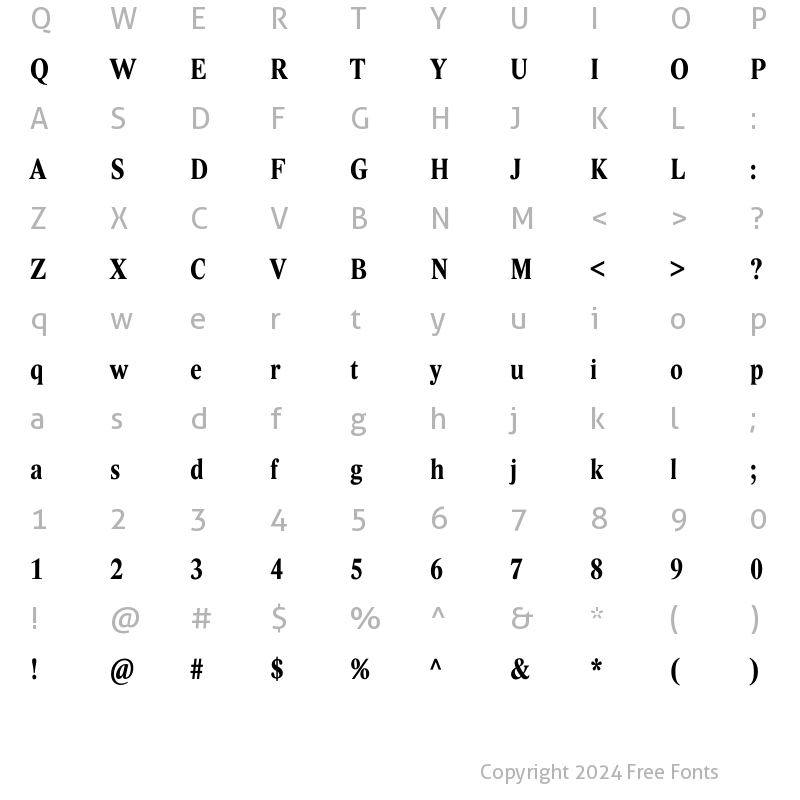 Character Map of Lido STF CE Cond Bold