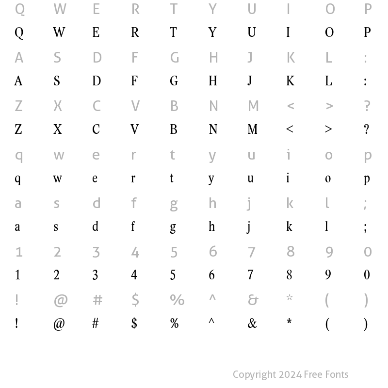 Character Map of Lido STF Cond CE Regular