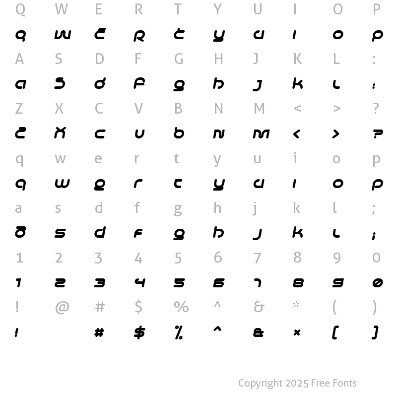 Character Map of Life in Space BoldItalic