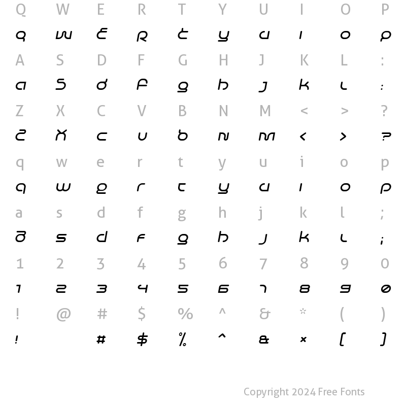 Character Map of Life in Space Italic