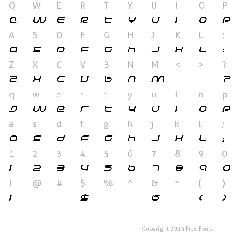 Character Map of Life Support Bold Italic