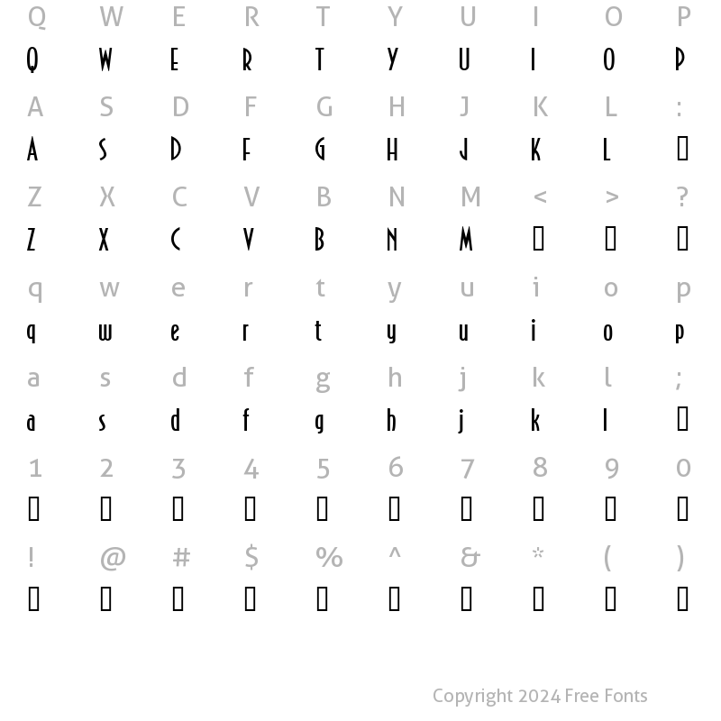 Character Map of Lifestyle Condensed