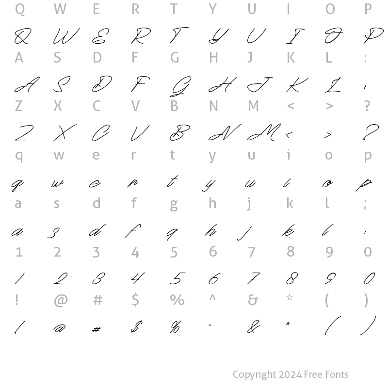 Character Map of Liforiesta Regular