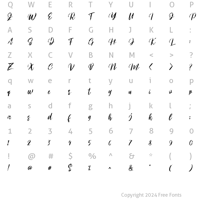 Character Map of Light Shutter Regular