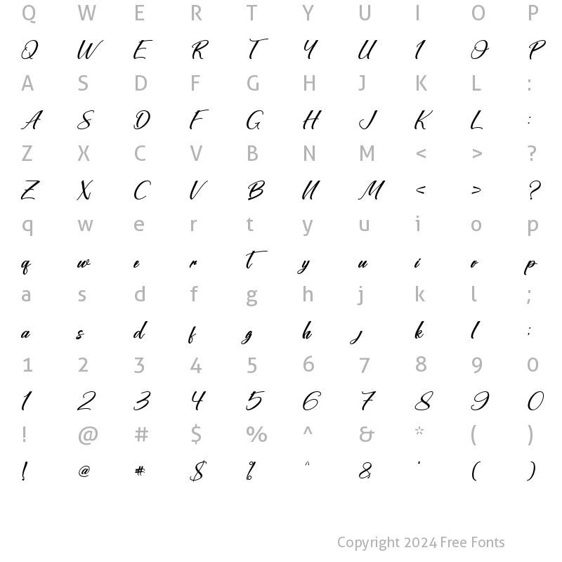 Character Map of Lightmoon Italic