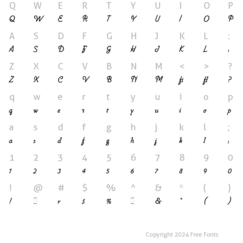 Character Map of Lightnin LET Plain