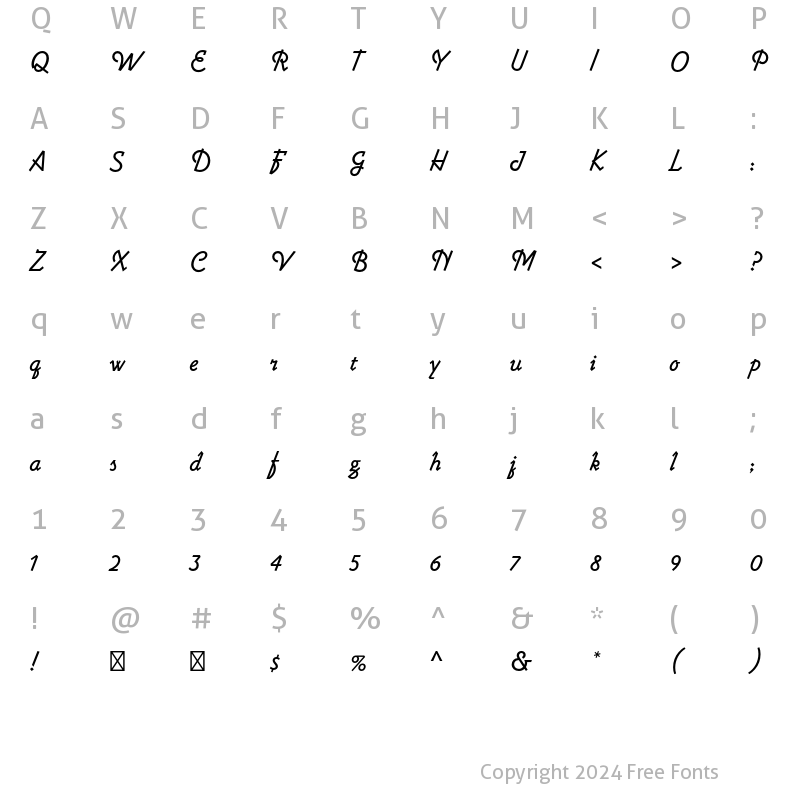 Character Map of Lightnin Std Regular