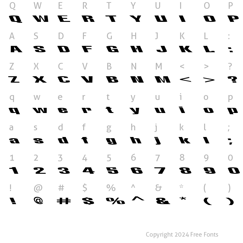 Character Map of Lights Out Leftie Regular