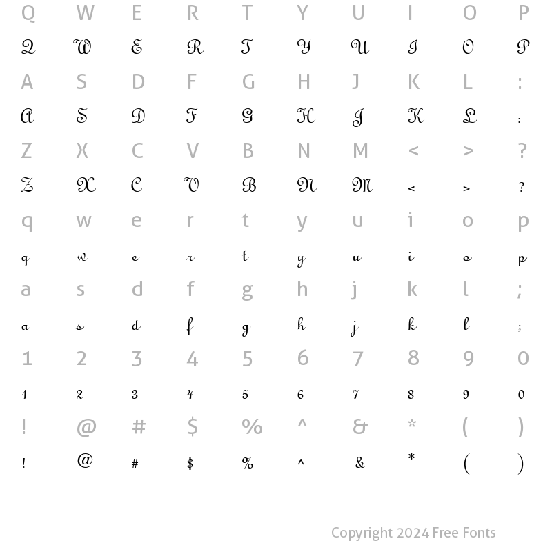 Character Map of LightScript DB Regular