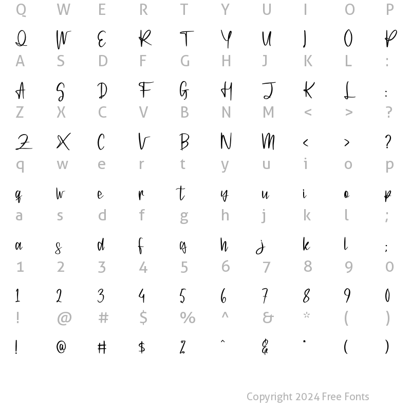 Character Map of Lightshoot Regular