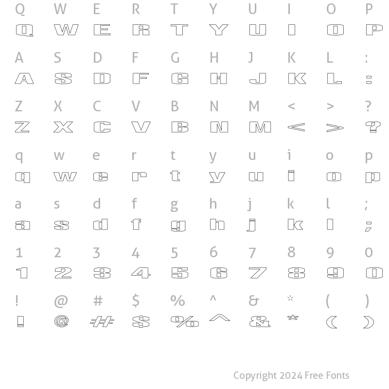 Character Map of LightsOut HoLLOW Regular