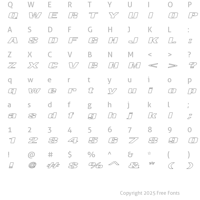 Character Map of LightsOut HoLW iTLC Italic