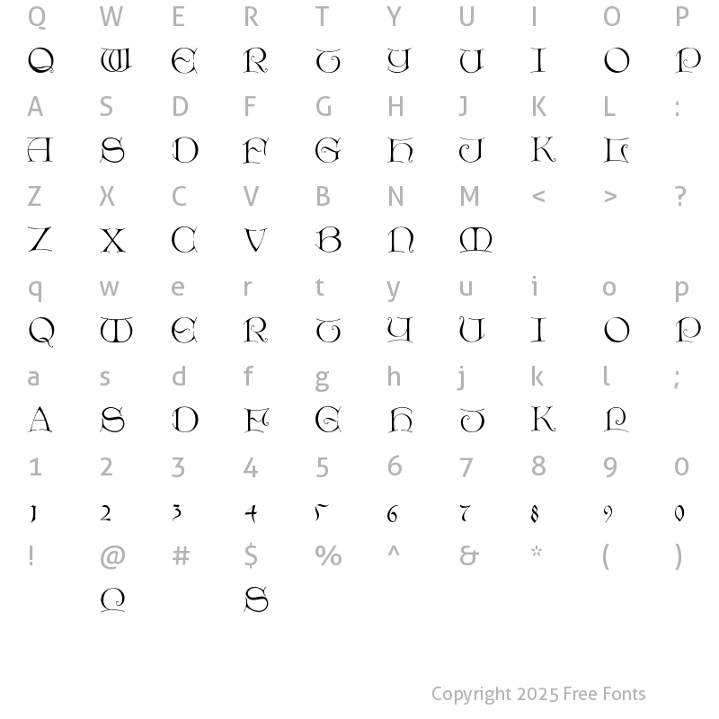 Character Map of LightUnciale Regular