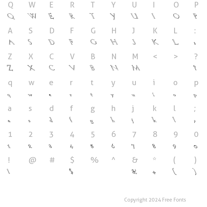 Character Map of Lil Hvy Hollow Light Regular