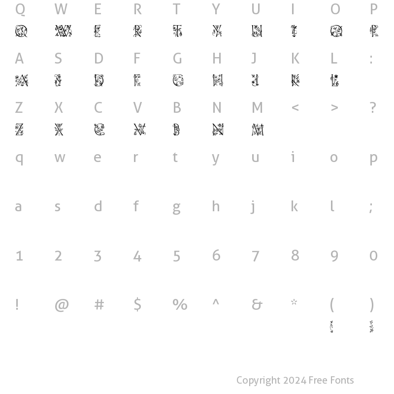 Character Map of Lilith Initials Regular