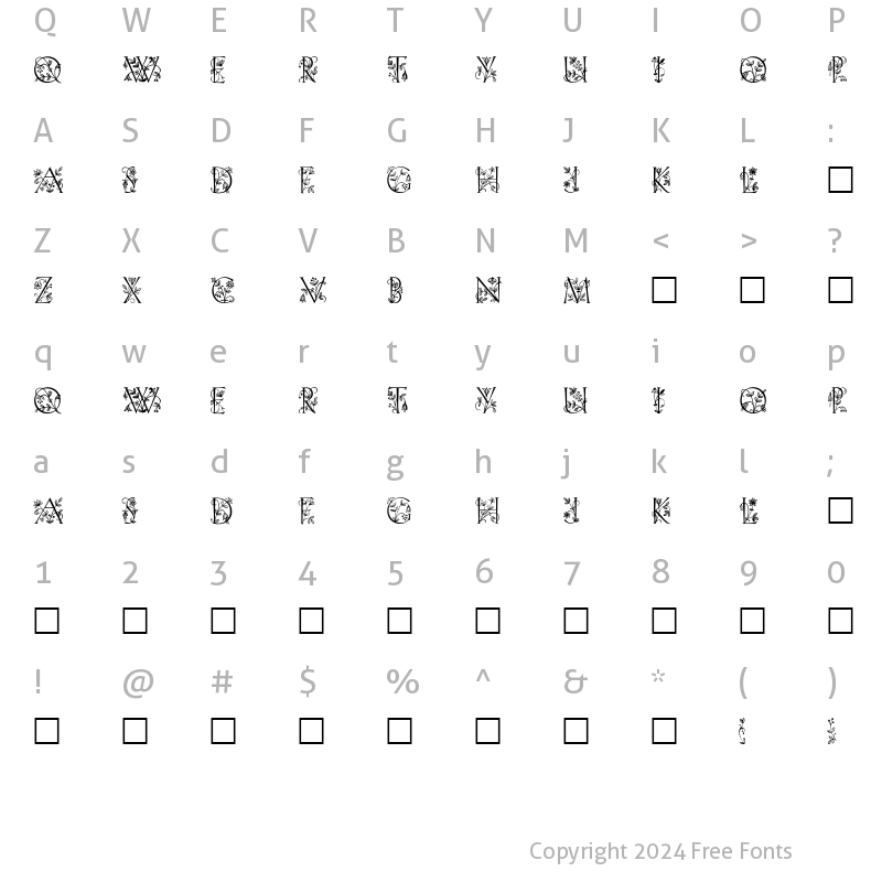 Character Map of Lilith-Initials Regular