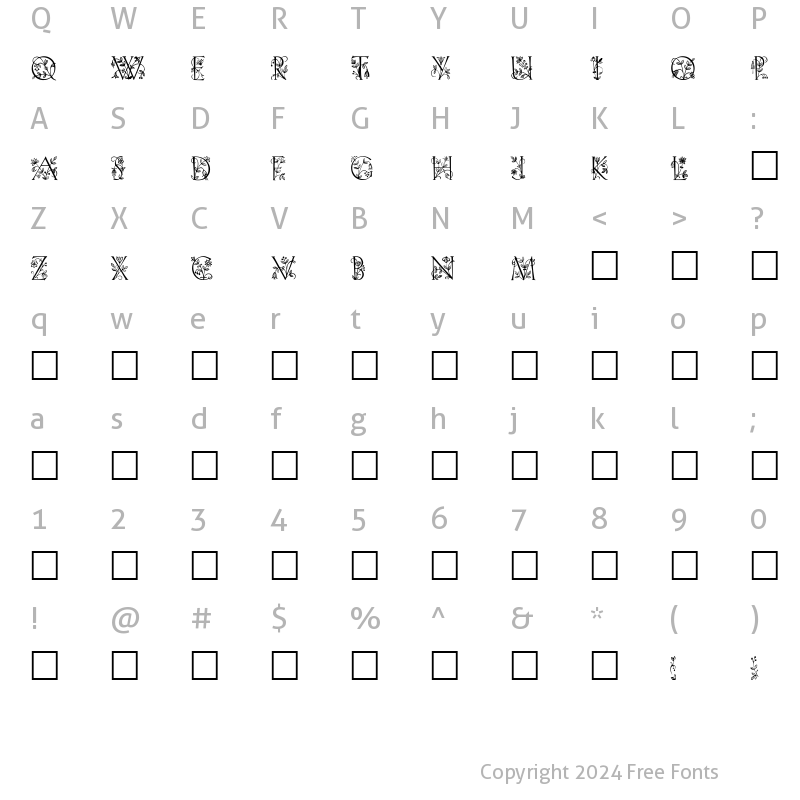 Character Map of LilithInitials Normal