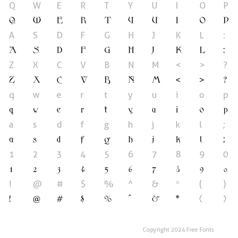 Character Map of Lillehammer Regular