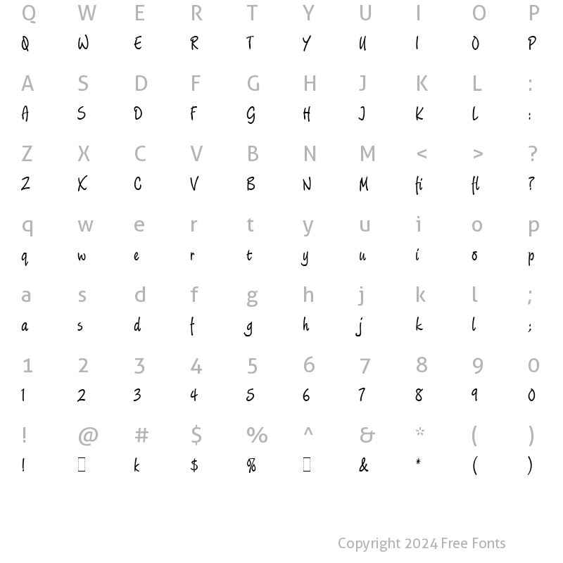 Character Map of Limehouse Script LET Plain