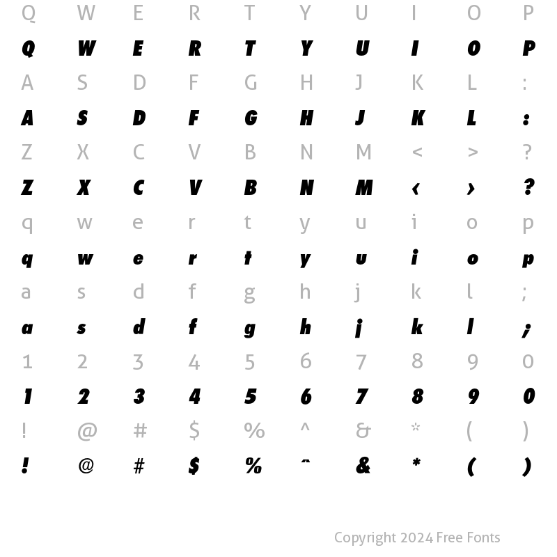 Character Map of Limerick-HeavyCondIta Regular