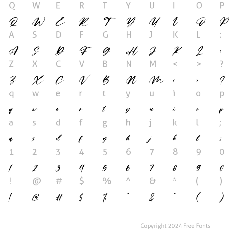 Character Map of Limited Edition Italic